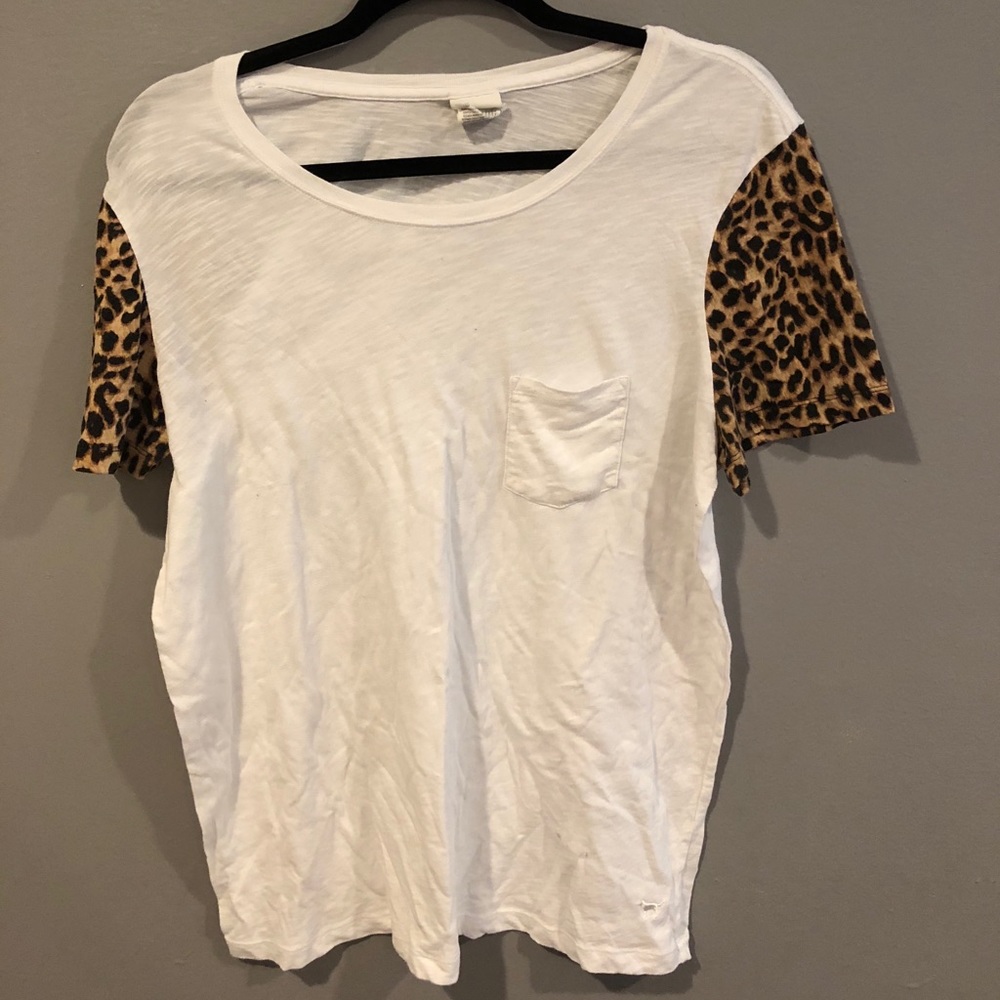 Leopard Sleeve PINK Tee